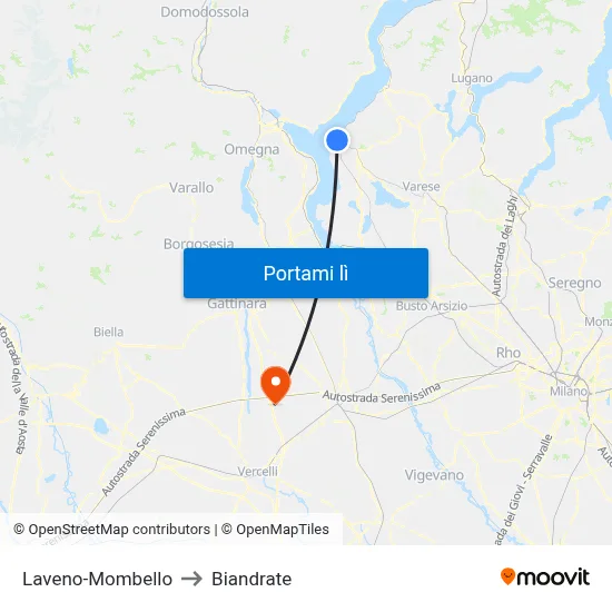 Laveno-Mombello to Biandrate map