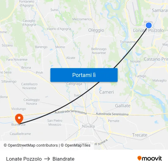 Lonate Pozzolo to Biandrate map