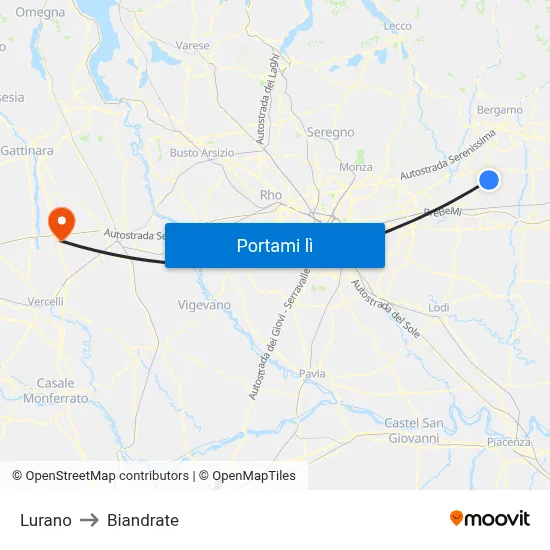 Lurano to Biandrate map