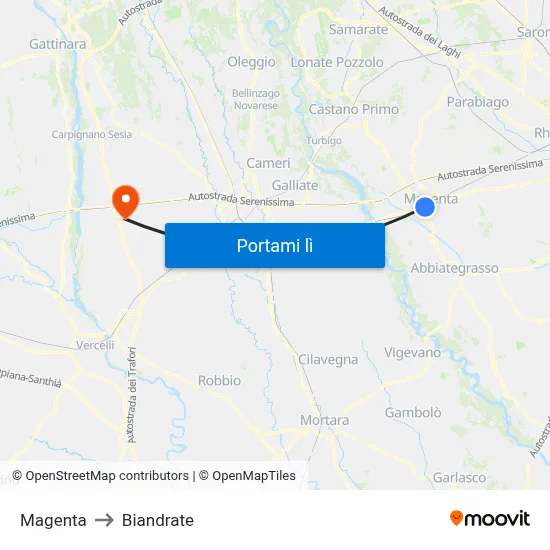 Magenta to Biandrate map
