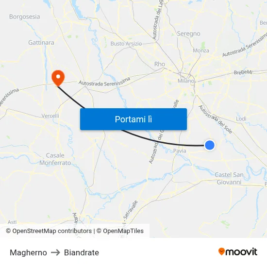 Magherno to Biandrate map