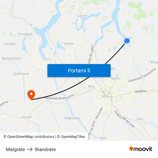 Malgrate to Biandrate map