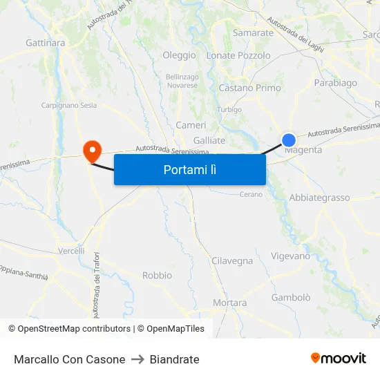 Marcallo Con Casone to Biandrate map