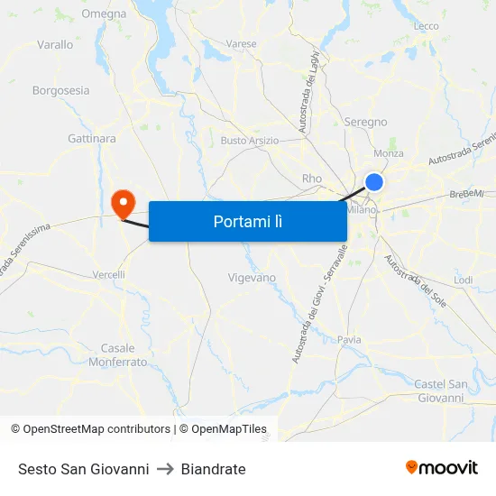 Sesto San Giovanni to Biandrate map