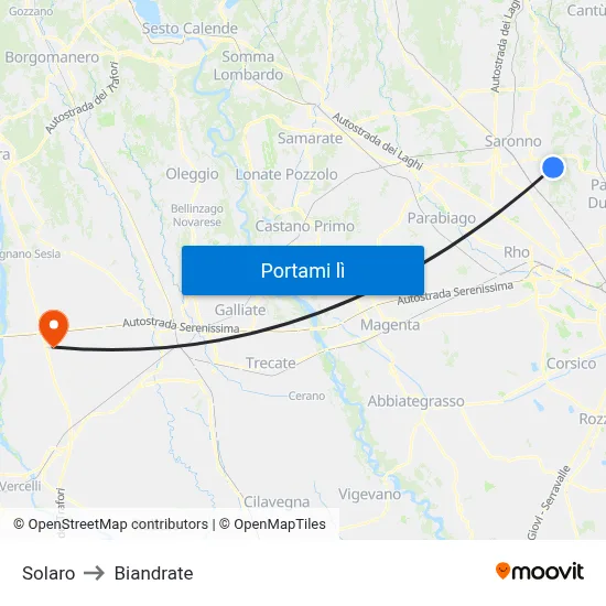 Solaro to Biandrate map