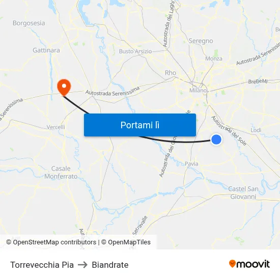 Torrevecchia Pia to Biandrate map