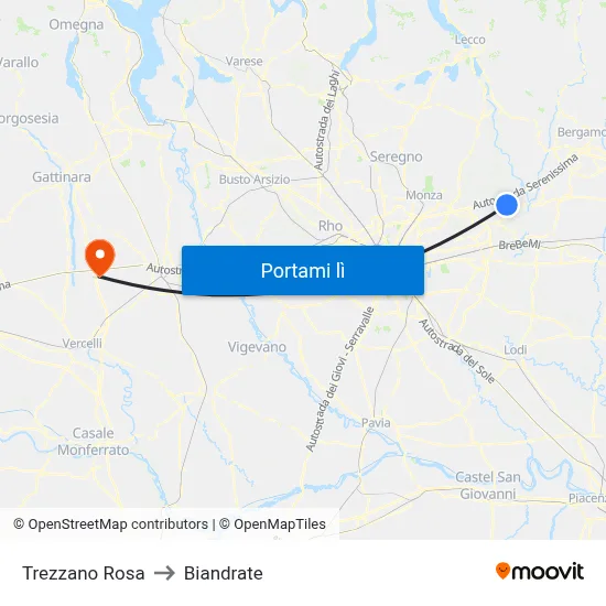 Trezzano Rosa to Biandrate map