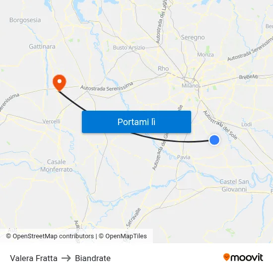 Valera Fratta to Biandrate map