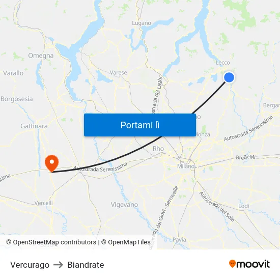 Vercurago to Biandrate map