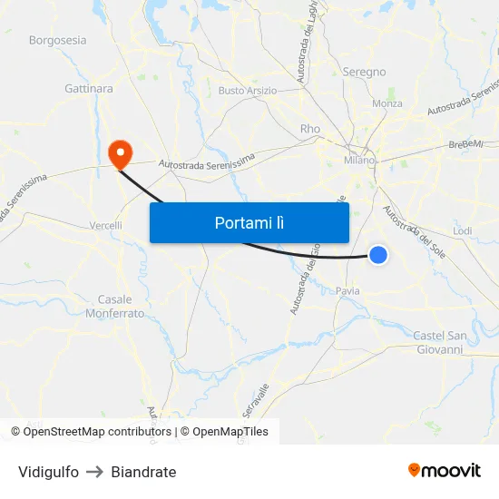 Vidigulfo to Biandrate map