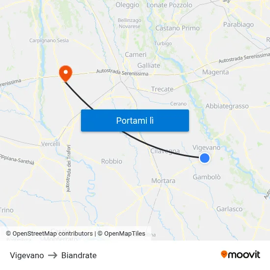 Vigevano to Biandrate map