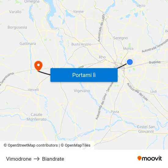 Vimodrone to Biandrate map