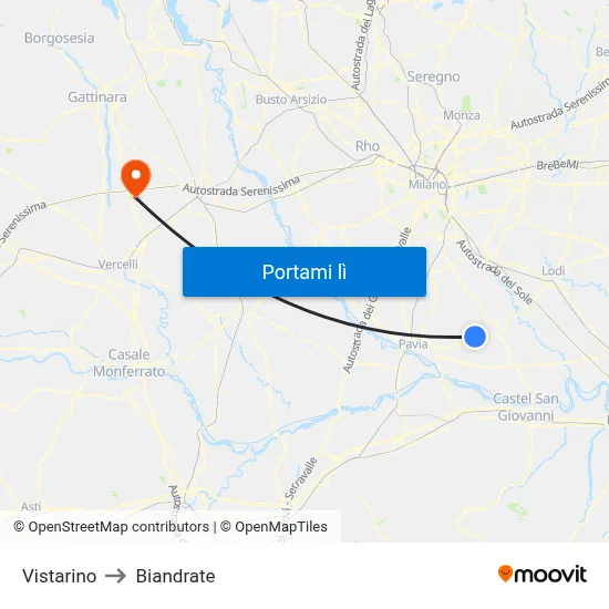 Vistarino to Biandrate map