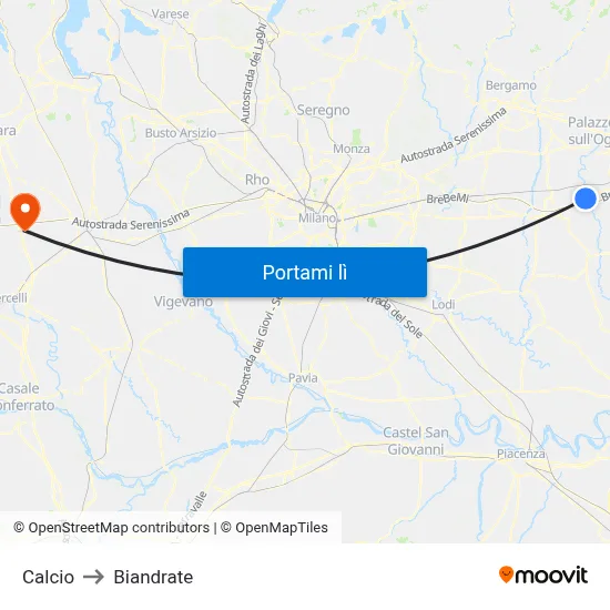 Calcio to Biandrate map