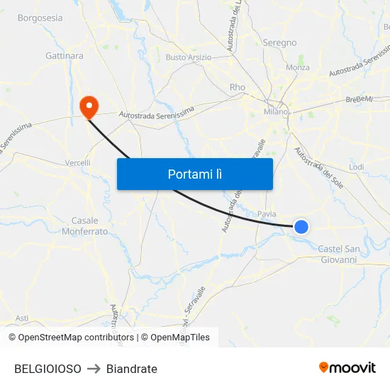 BELGIOIOSO to Biandrate map