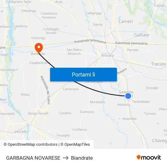 GARBAGNA NOVARESE to Biandrate map
