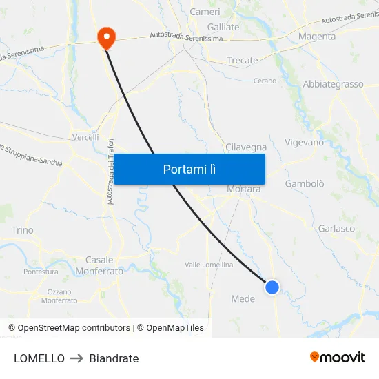 LOMELLO to Biandrate map