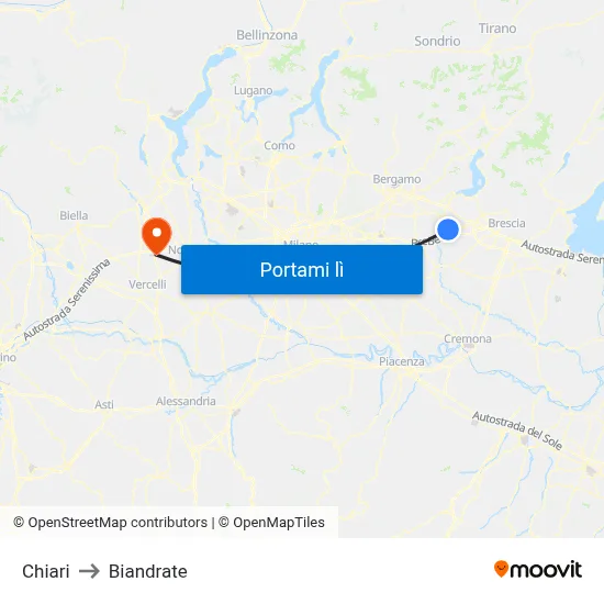 Chiari to Biandrate map