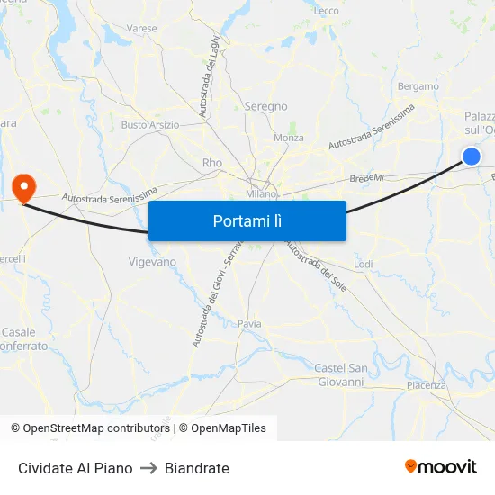 Cividate Al Piano to Biandrate map