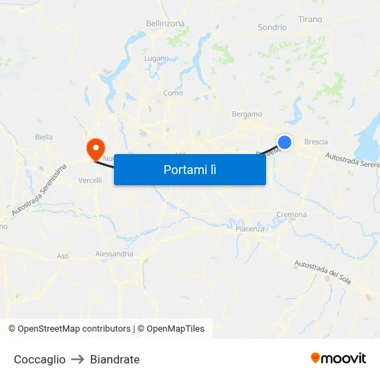 Coccaglio to Biandrate map