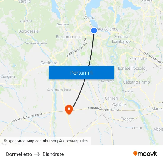 Dormelletto to Biandrate map