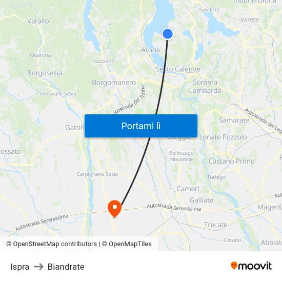 Ispra to Biandrate map