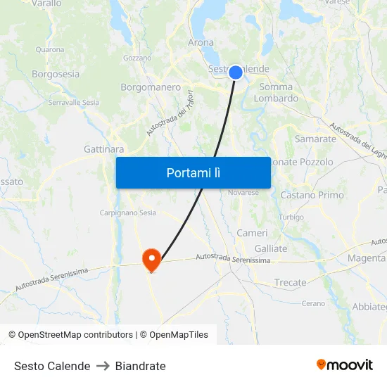 Sesto Calende to Biandrate map