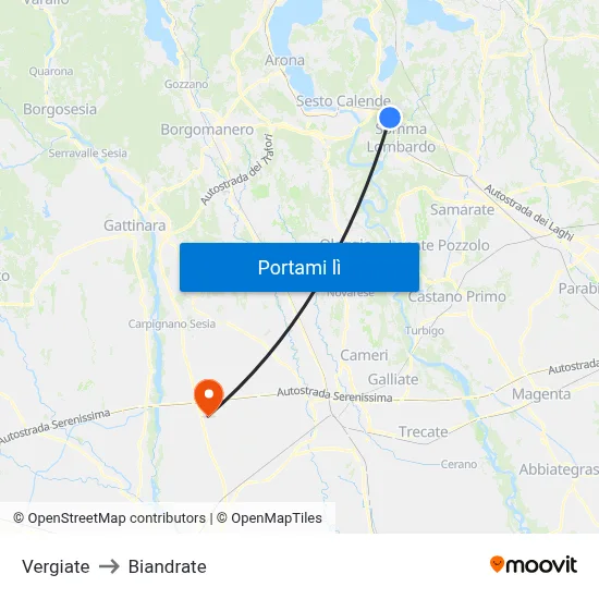 Vergiate to Biandrate map