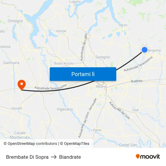 Brembate Di Sopra to Biandrate map