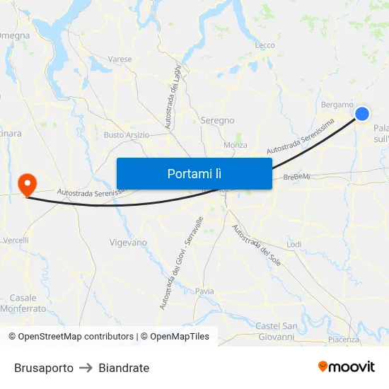 Brusaporto to Biandrate map