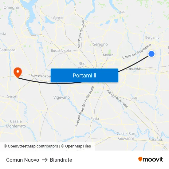 Comun Nuovo to Biandrate map