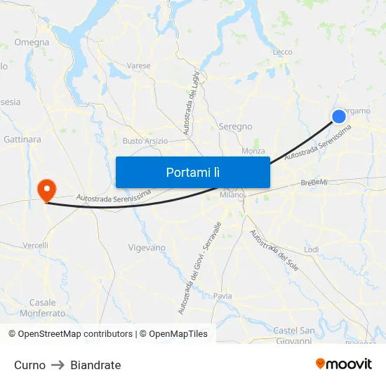 Curno to Biandrate map