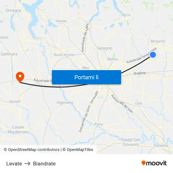 Levate to Biandrate map