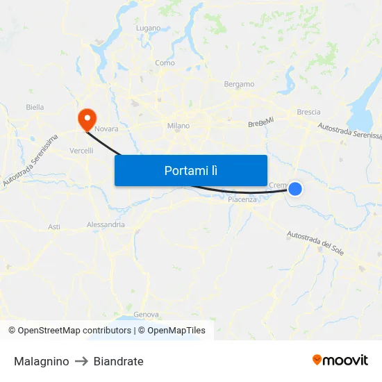 Malagnino to Biandrate map
