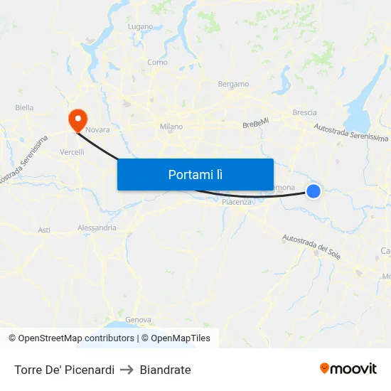 Torre De' Picenardi to Biandrate map