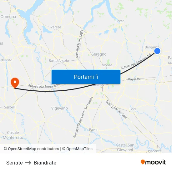 Seriate to Biandrate map