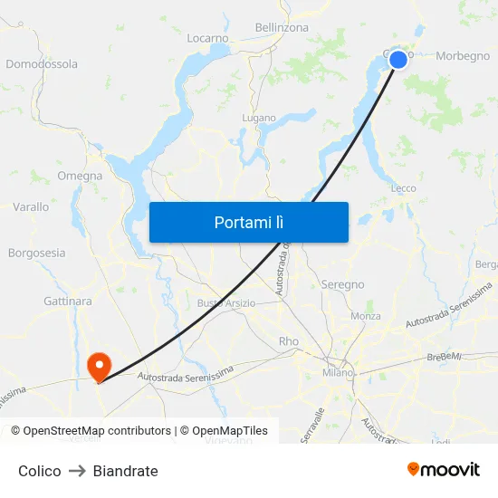 Colico to Biandrate map