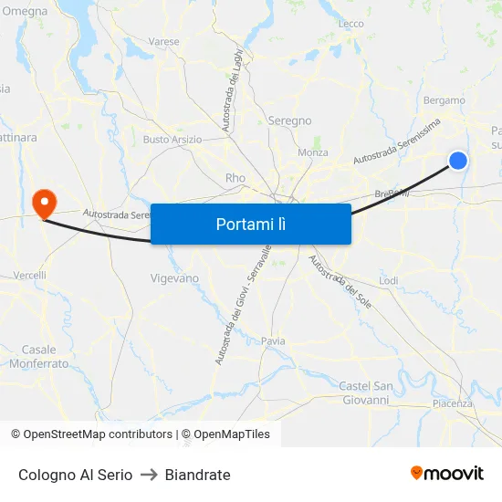 Cologno Al Serio to Biandrate map