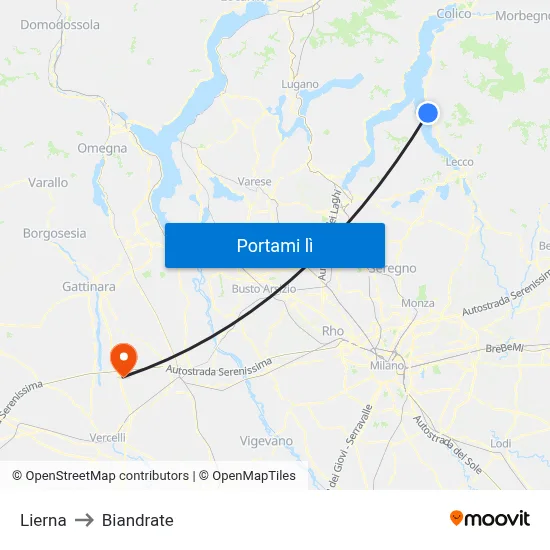 Lierna to Biandrate map