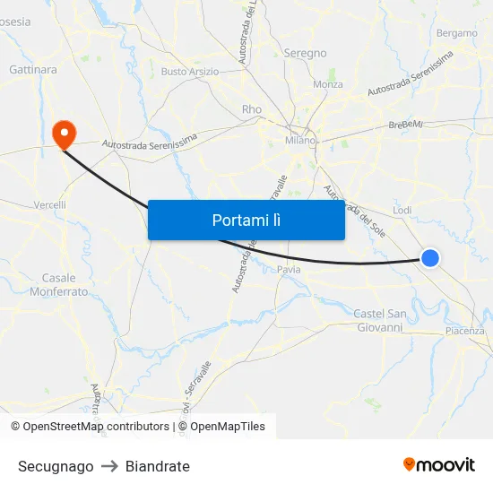 Secugnago to Biandrate map