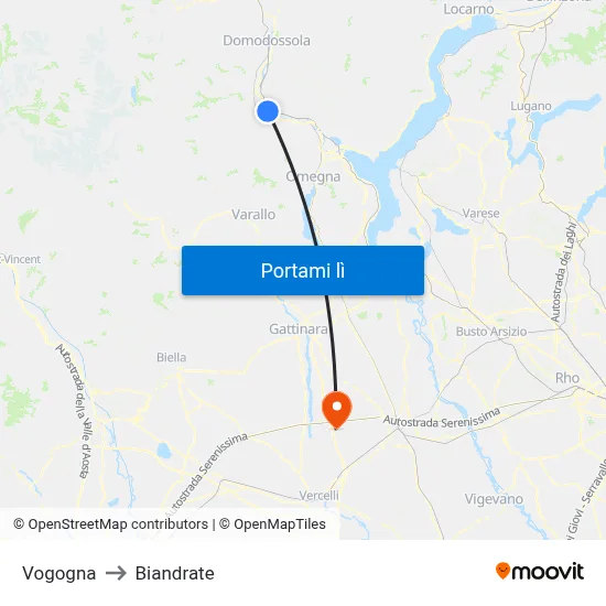 Vogogna to Biandrate map