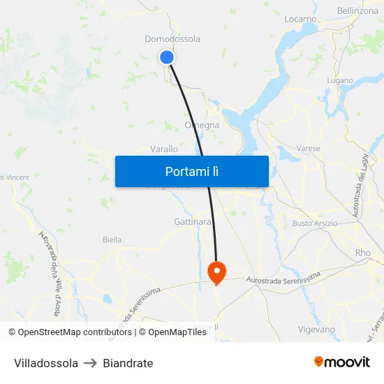 Villadossola to Biandrate map