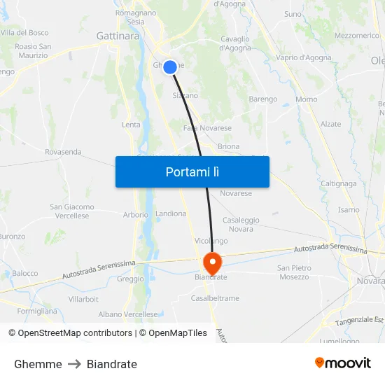 Ghemme to Biandrate map