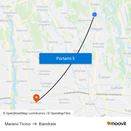 Marano Ticino to Biandrate map