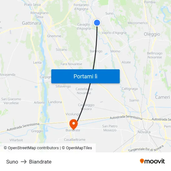 Suno to Biandrate map