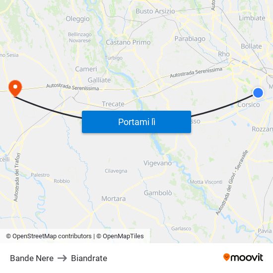 Bande Nere to Biandrate map