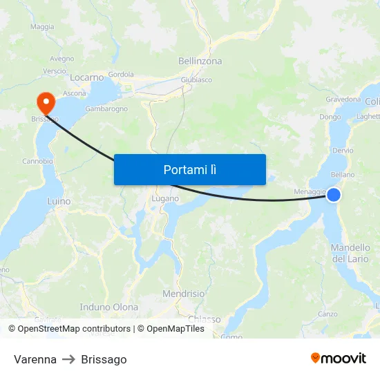 Varenna to Brissago map