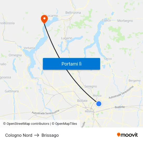 Cologno Nord to Brissago map