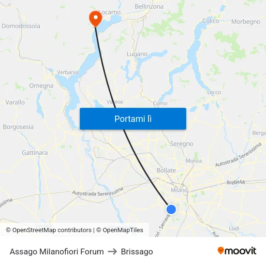 Assago Milanofiori Forum to Brissago map