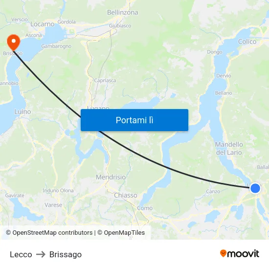 Lecco to Brissago map